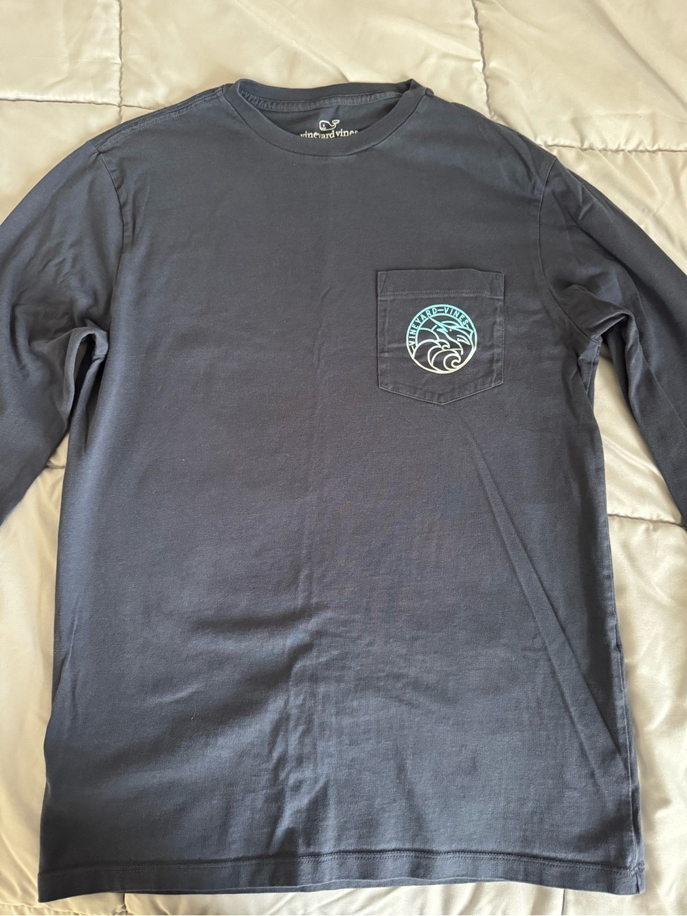 Vineyard Vines Men's Long-Sleeve Pocket Tee - Navy with Teal Logo